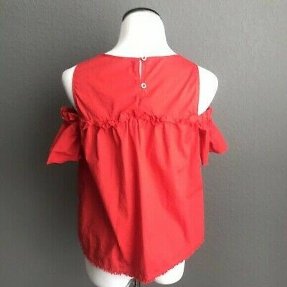Democracy Red Cold Shoulder Ruffle Sz L - Picture 4 of 12